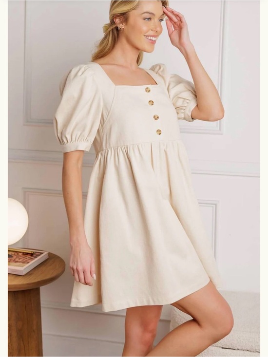 Flying Tomato Dresses & Skirts - Flying Tomato Beige Denim Dress Size Medium EUC